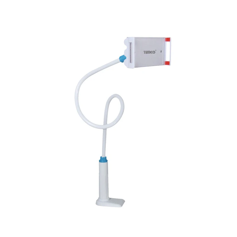 TEMCO Soporte Tablet Cama Soporte movil Brazo con Cuello de Cisne para Tableta en la Cama para iPad/teléfono móvil/Switch/Iphonex/Android/Smartphone Kindle, 80 cm de Longitud Total, Blanco azul