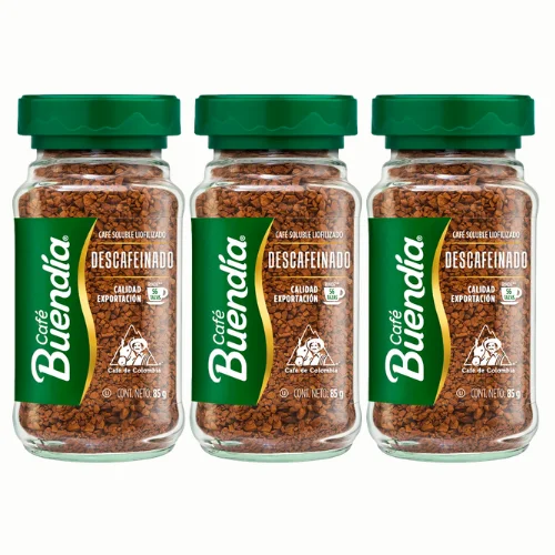 Café Buendia Descafeinado 85 g - PACK 3 UNIDADES - Soluble Iiofilizado de Calidad Superior - Qumir