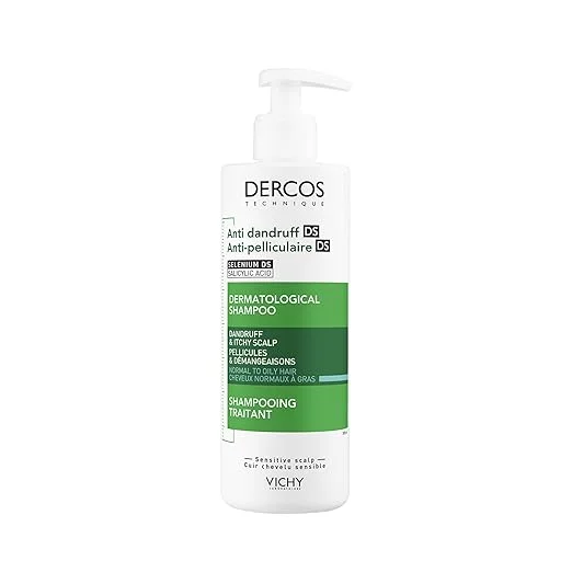 Vichy Dercos Champú Limpieza Profunda para Cuero Cabelludo Graso y Normal con Acción Anti-Rec caída de 6 Semanas, 390 ml