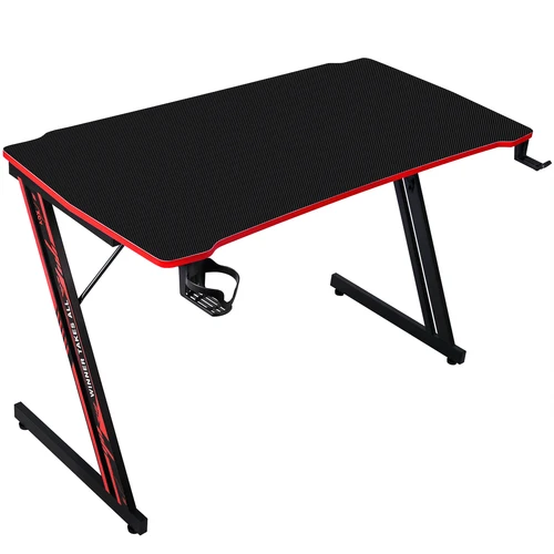 T-LoVendo Mesa Gaming Ergonómica, Escritorio Gaming, 120x60 cm, máx. 80 kg, con Posavasos, Mesa Gamer, Impermeable, Gancho para Auriculares, con Superficie de Texturizada Antideslizante