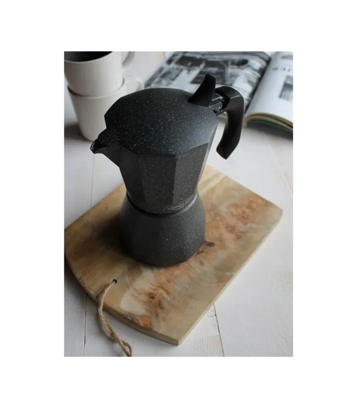 Italian black Stone black Oroley coffee maker 6/9/12 cups traditional style black/Stone suitable for glass ceramic, induction, fire and gas