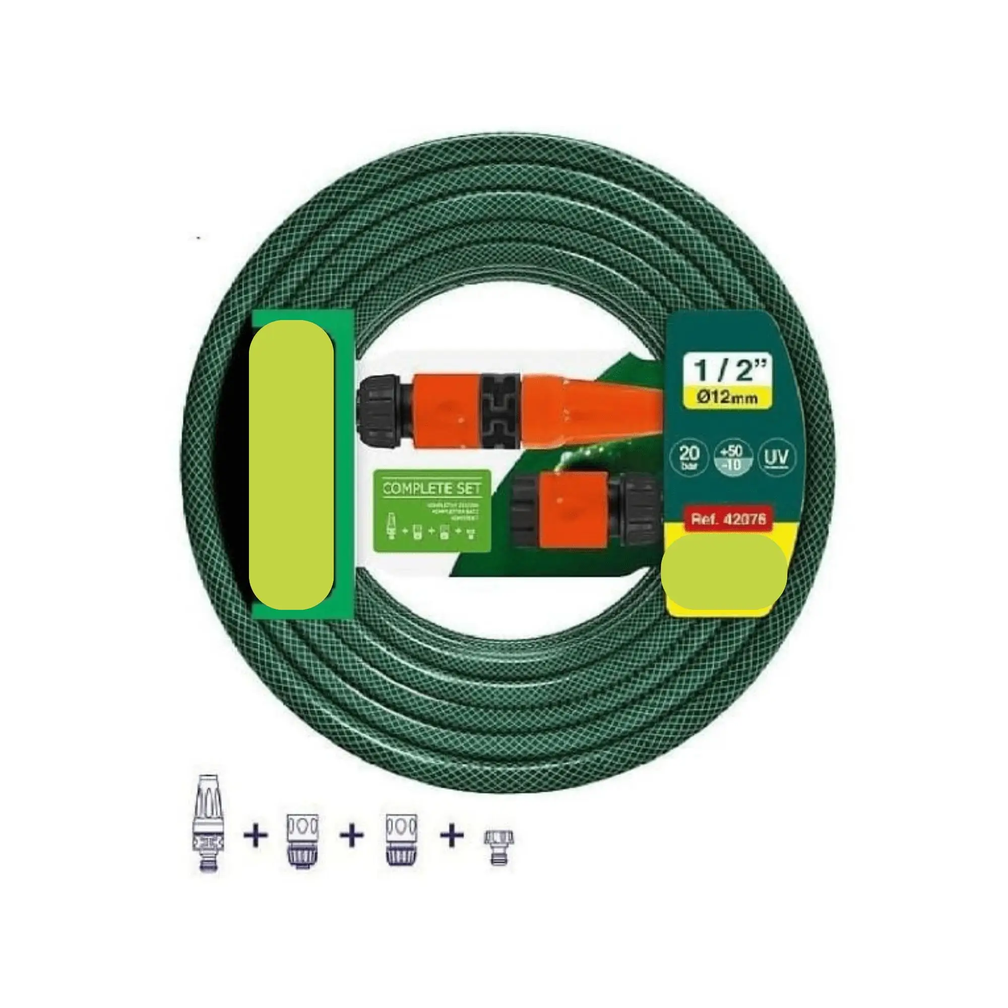 MIRAMAX-Manguera de Agua de Jardín 1/2" Pulgadas(12mm) 10m/15m/20m - Set Manguera con Conexión y Boquillas para Riego Reforzada 3 Capas -Presión de rotura de 20 bar