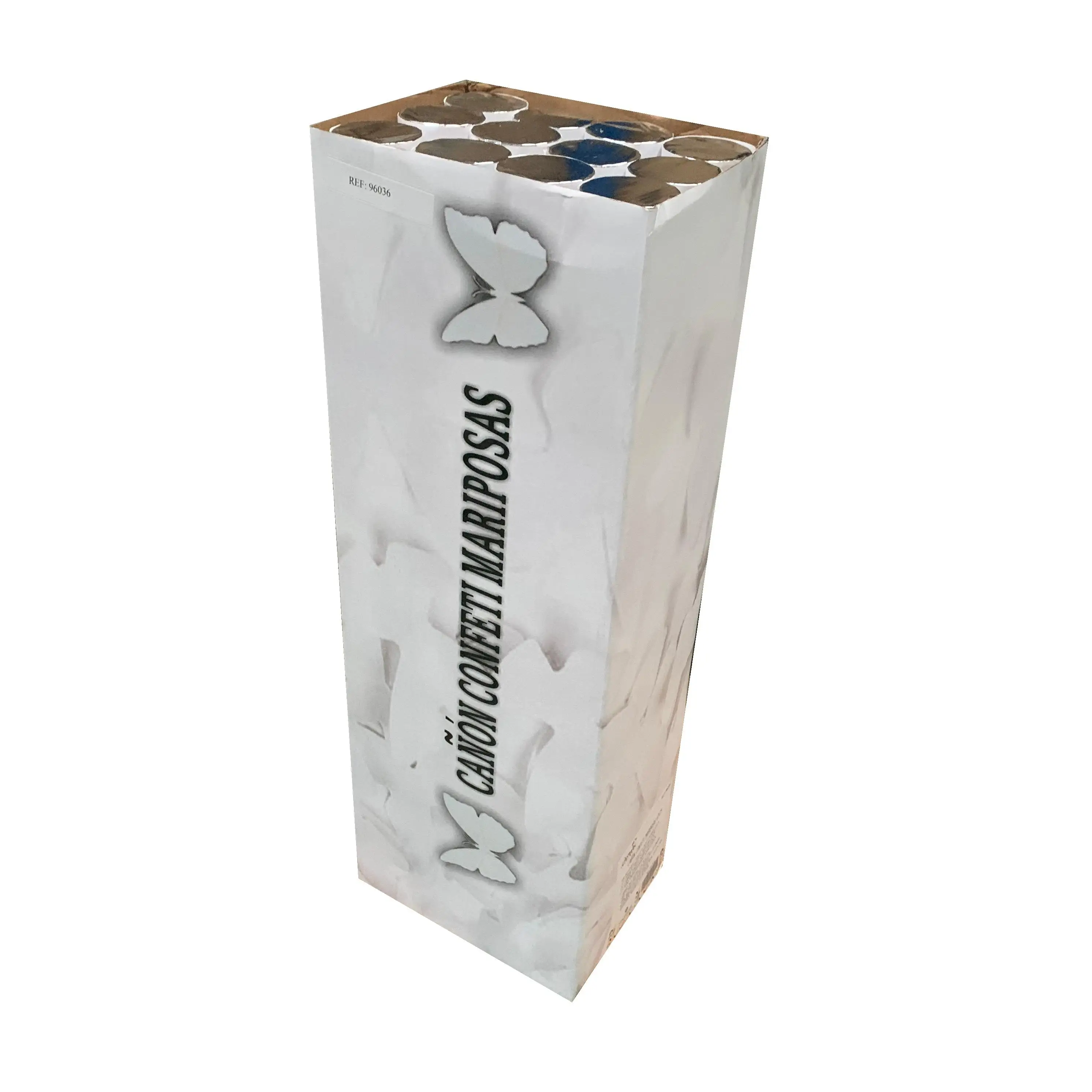 PACK DE 12 CAÑONES DE CONFETI CON FORMA DE MARIPOSAS 60CM SINI