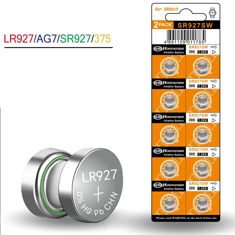 10x Battery button AG7 LR927 395 SR927 1.55V