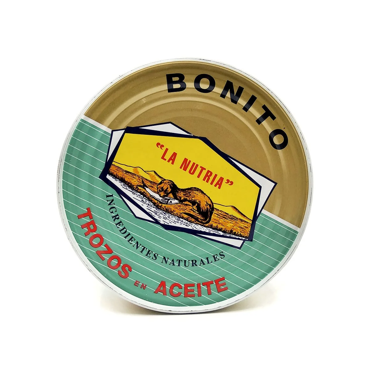 Bonito, trozos en aceite. Marca "La Nutria" Ingredientes naturales 1000 g.
