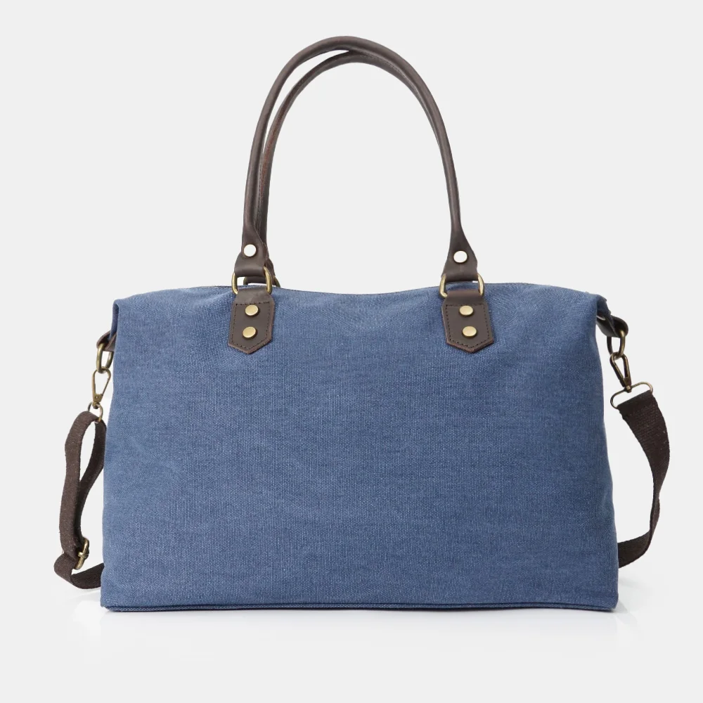 1990s Bolso de loneta para mujer de piel con asas grandes