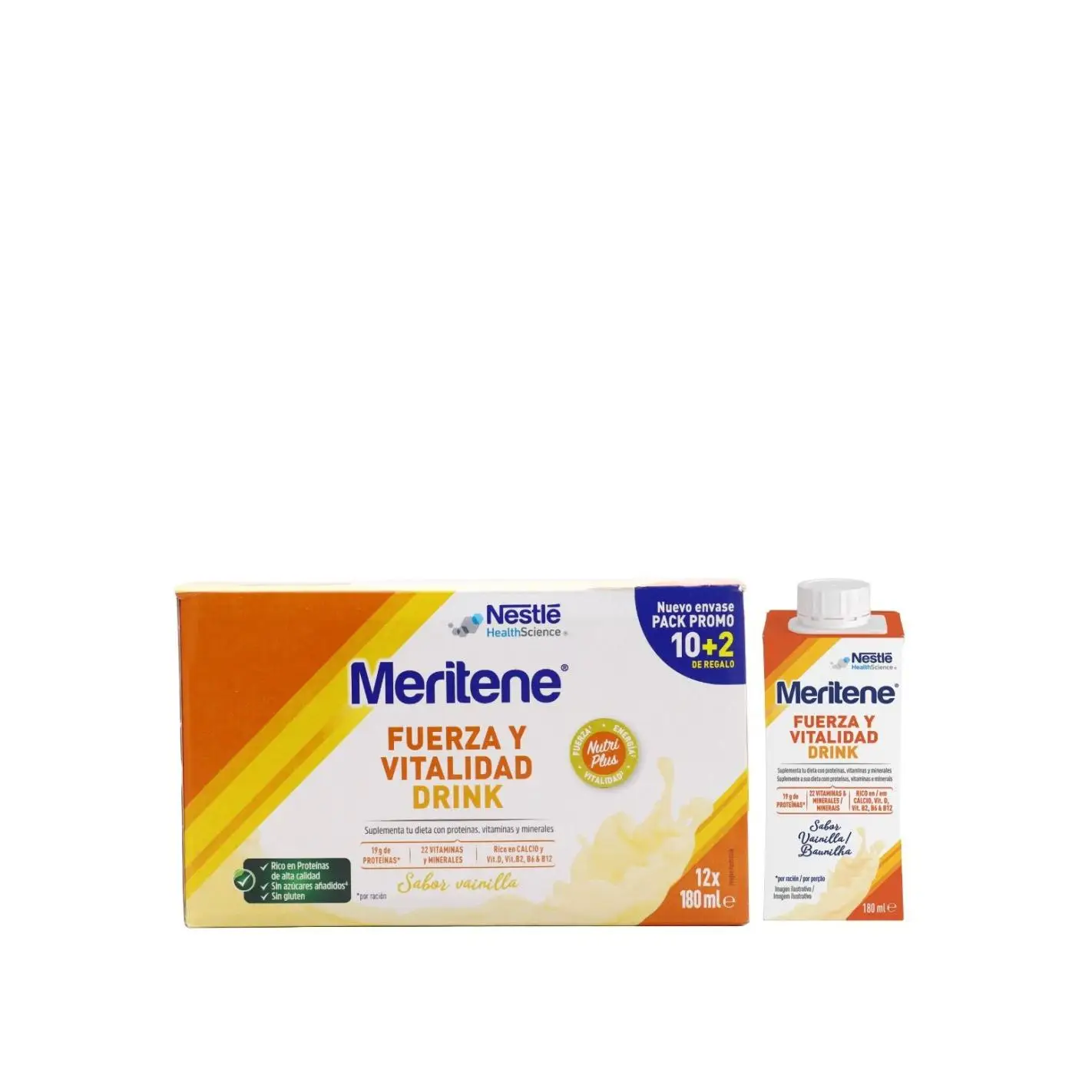 Nestlé Fuerza y Vitalidad Drink Batidos Sabor Vainilla 19g de Proteínas 12x180ml
