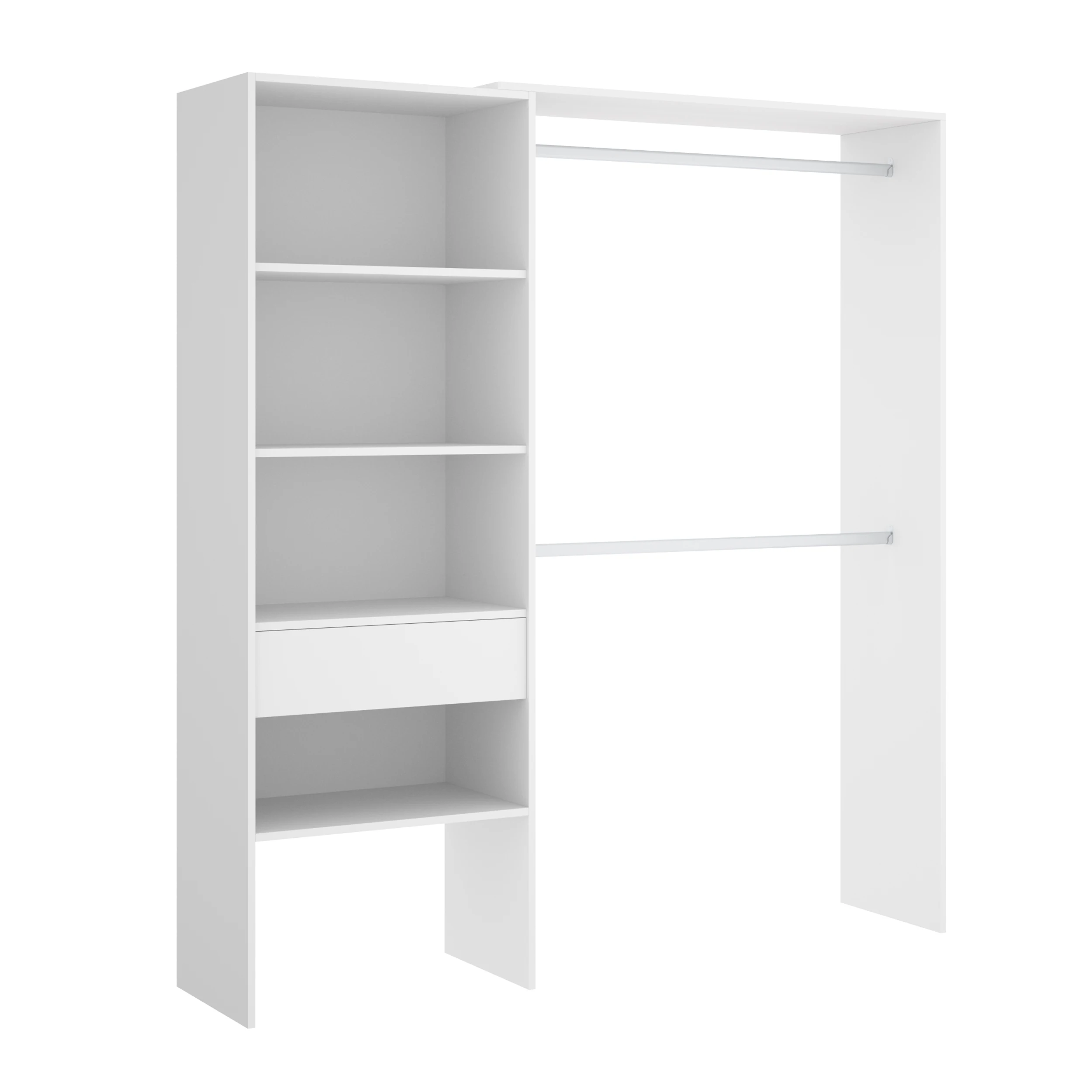 Dekit Kit Vestidor Cajón Adaptable Barras Colgar y Estantes Fijos - Blanco