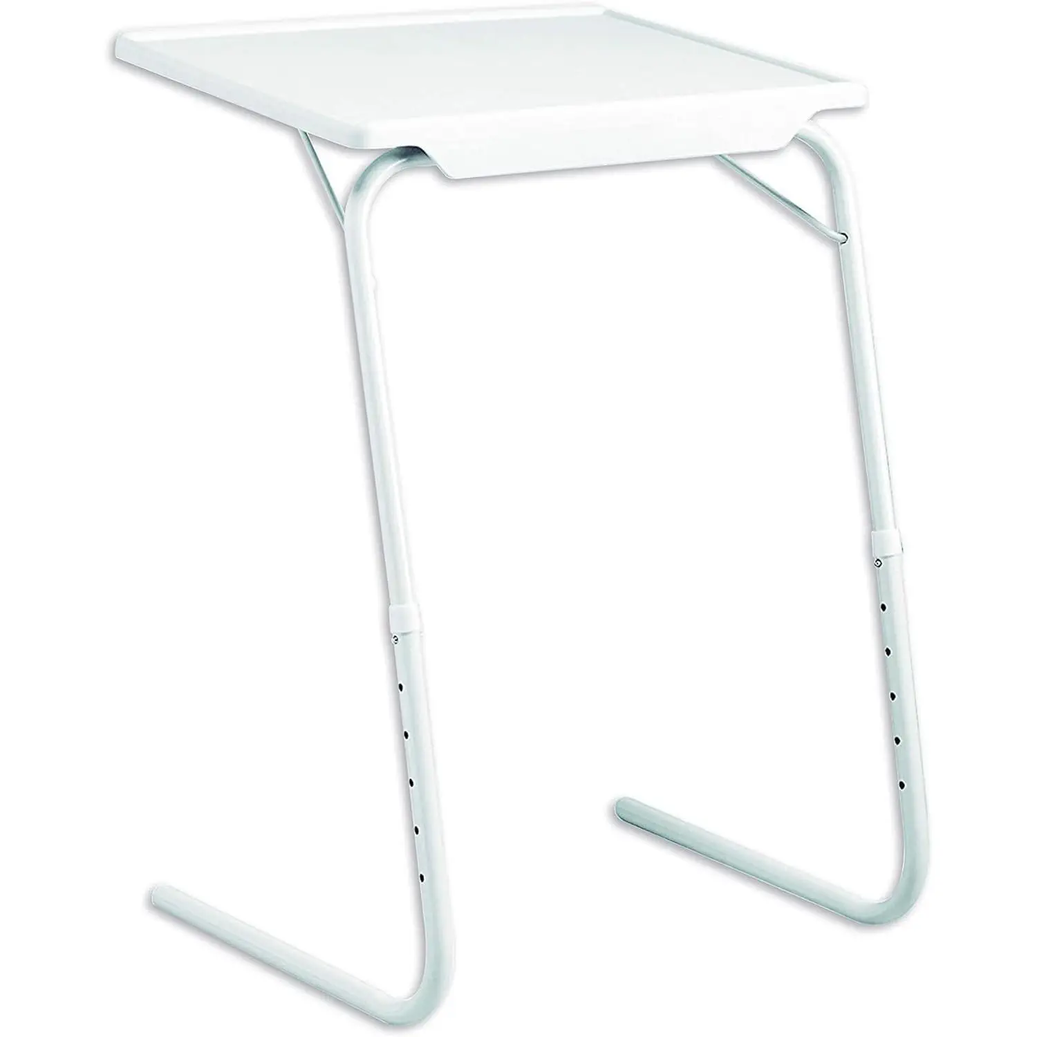 Mesa Auxiliar Plegable 10Kg 6Alturas 3 Postura, Bandeja, Mesa Plegable Para Sofá, Mesa Blanca, Mesa portátil con sujeción para Tablet, Vaso y bolígrafo. Mesa con altura Regulable, Mesas Plegables