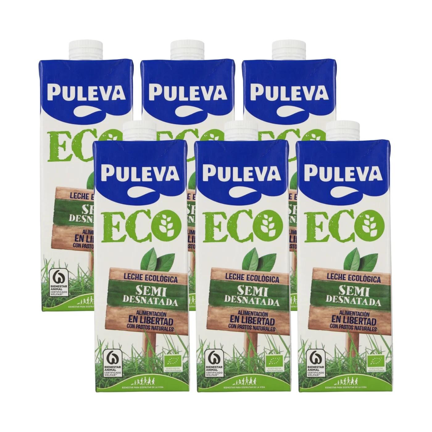 Pack 6 uds Leche Semidesnatada ecológica Puleva, 1 L