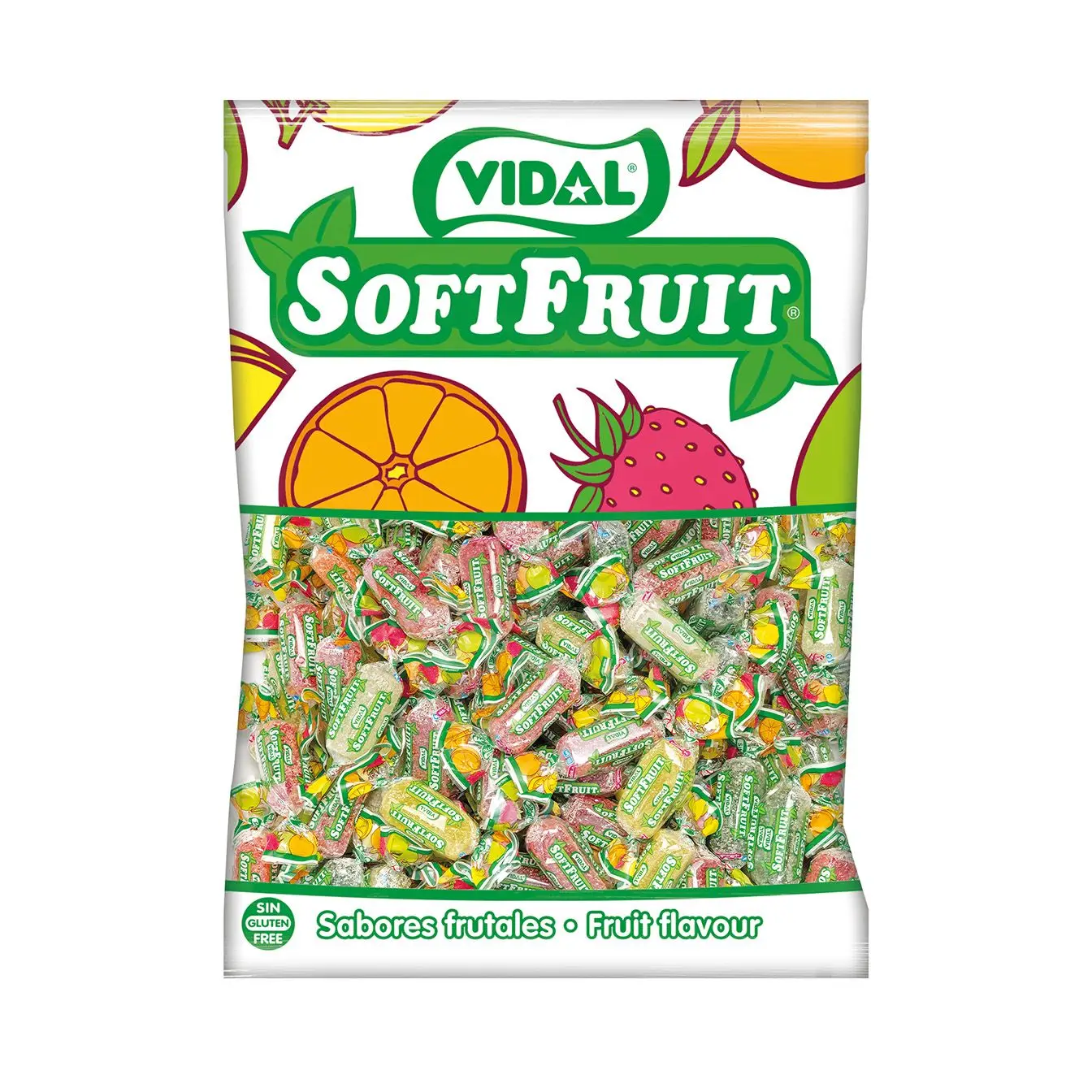 Vidal Soft Fruit - Bolsa de 1kg - Gominolas, chucherías sin gluten y sin grasa