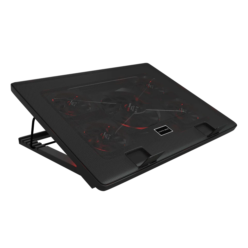 Mars Gaming MNBC2, Base Refrigeradora 17.3", Iluminación LED Roja, 5 Ventiladores Ultra-silenciosos Tecnología UA5, 2 USB 2.0, Negro