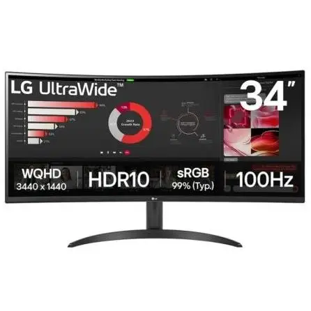 Monitor Profesional Ultrapanorámico Curvo LG 34WR50QK-B 34"/ WQHD/ Negro