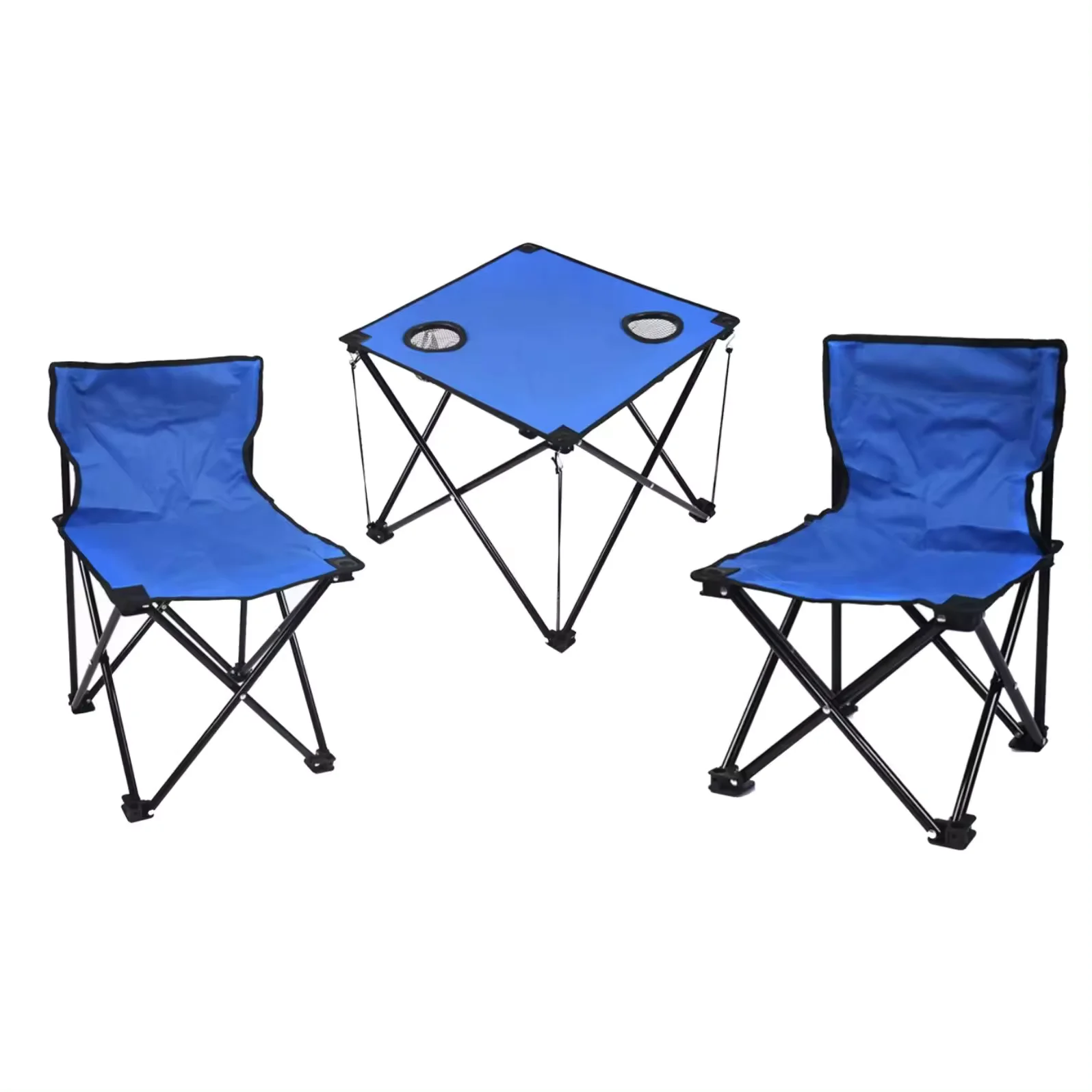 Set of 2 Chairs + 1 Folding Camping Table - Resistant and Comfortable Silla35X35X58Cm and Table 46X46X37Cm