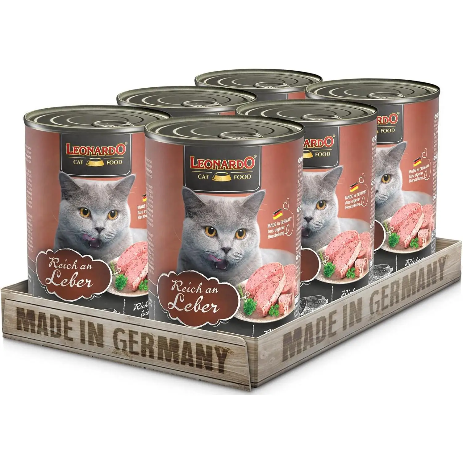 Pack 6X400 Gr - Leonard wet food rich in liver wet food without cereal for cats | Complete wet food in can