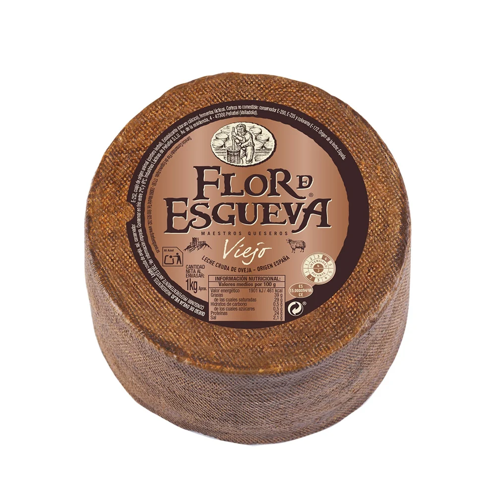 FLOR DE ESGUEVA Queso viejo de oveja mini madurado en corteza natural peso aproximado pieza 1 kg elaborado con leche cruda