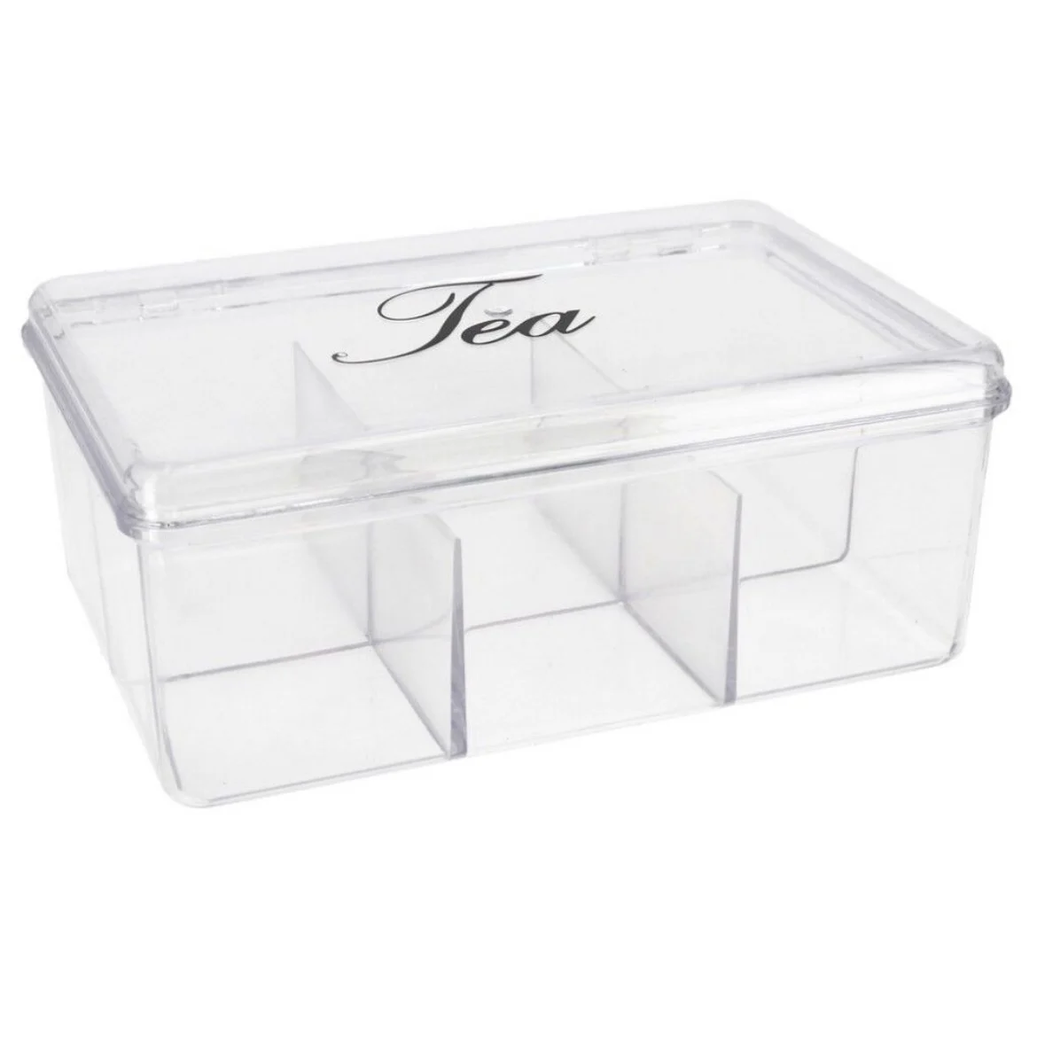 Caja para Té con 6 Compartimentos Transparente G - Organizador de Infusiones para Clasificar y Ordenar Bolsas de Té - Resistente y Duradero