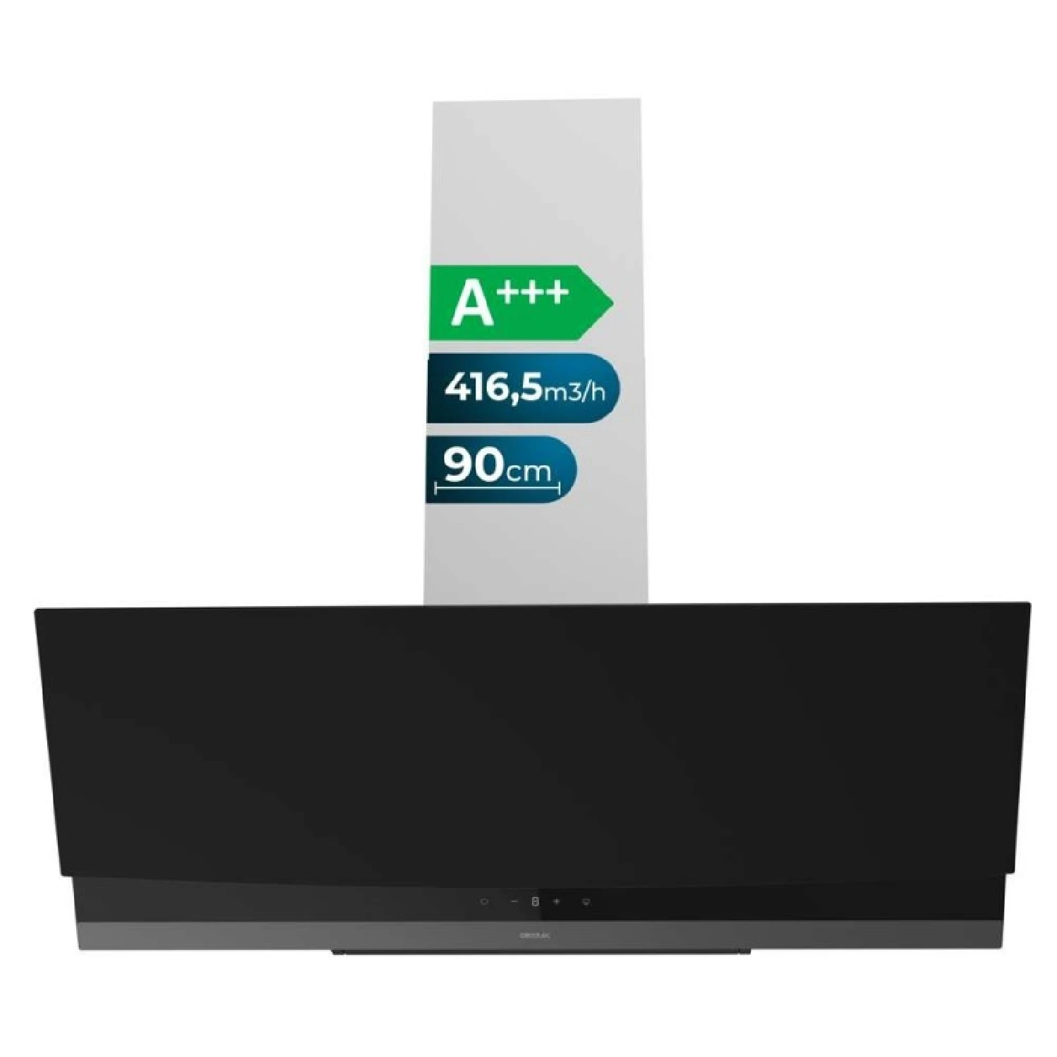 cecotec campana extractora 90cm decorativa bolero flux dt 904400 matt black a succion 4165mh 3 velocidades