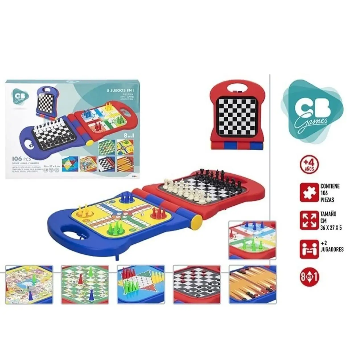 Juegos de mesa 8 juegos en 1  COLOR BABY  oficial tabla multijuegos 8 en 1  parchís, oca, escalera, ajedrez, damas, damas chinas, ludo, y Backgammon