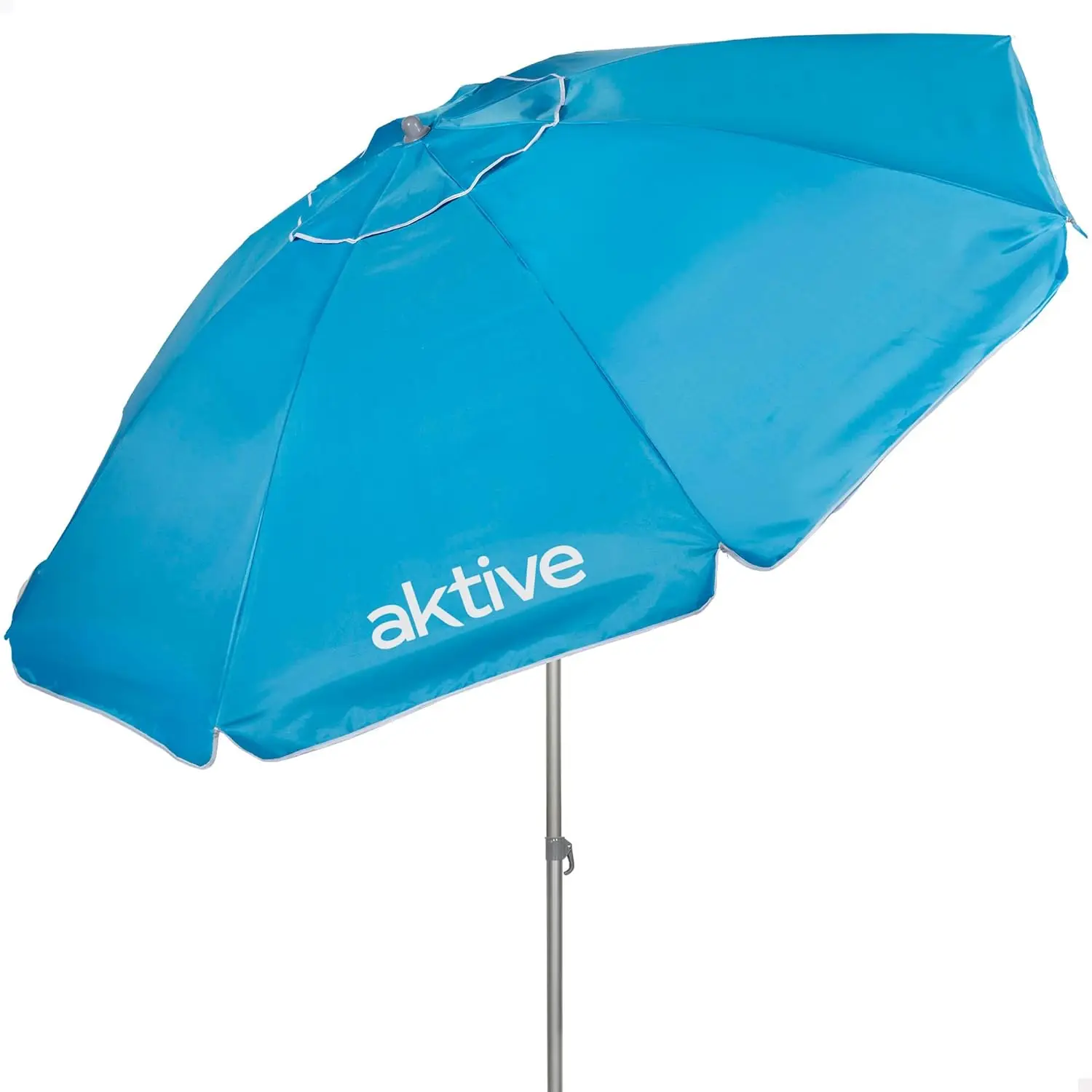 AKTIVE Sombrilla de Playa antiviento, 240 cm, Azul, 8 Varillas, Protección Solar, UV50, inclinable, Regulable Altura, con ventilación y Bolsa Transporte PRIMERA CALUIDAD