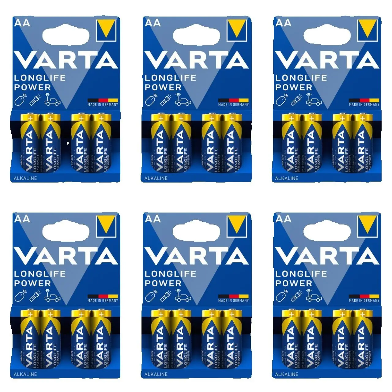 24 Pilas alcalinas Varta AA LR6 de alta energía (1,5 V, 2400 mAh, 6 blíster de 4 )