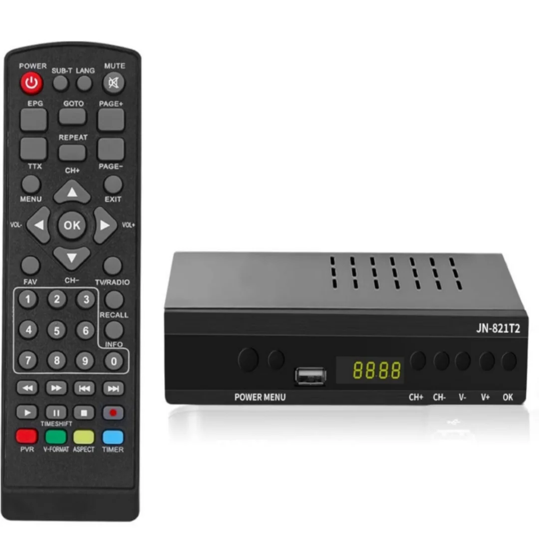 New Version 2024 Spanish TDT recorder decoder TV DVB-T T2 H265 HEVC FTA Full HD PVR, USB, HDMI, SCART, Digital terrestrial TV tuner, high definition Full HD 1080p HD JN 821T2 TV HD Digital receiver