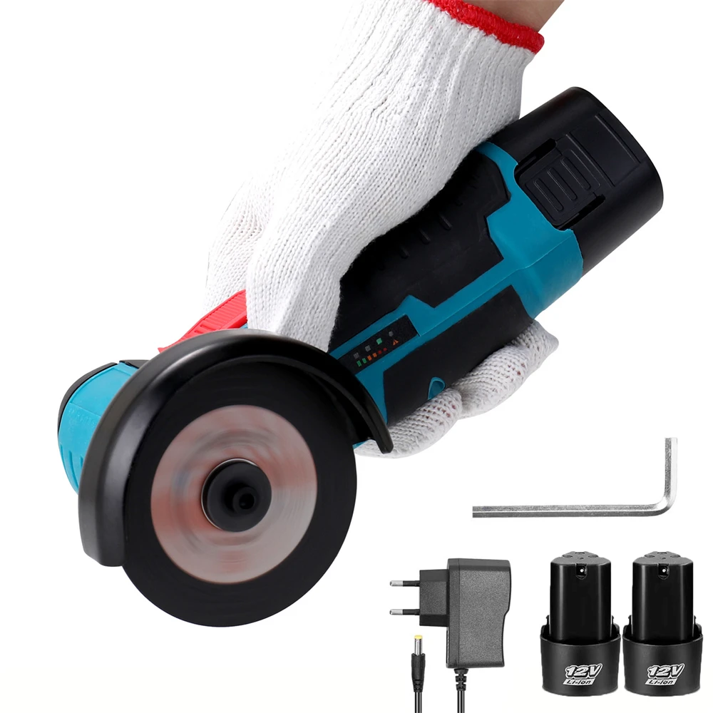 12v cordless electric angle grinder 19500rpm mini polishing grinding machine with 2 battery
