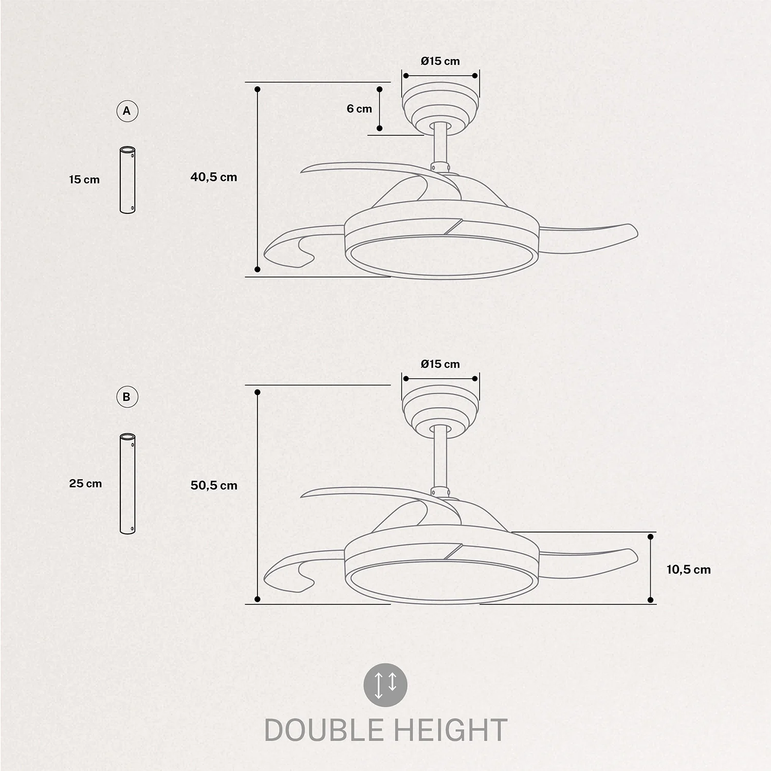 Create-ceiling fan WIND CLEAR with LED light and remote Control-6 speeds