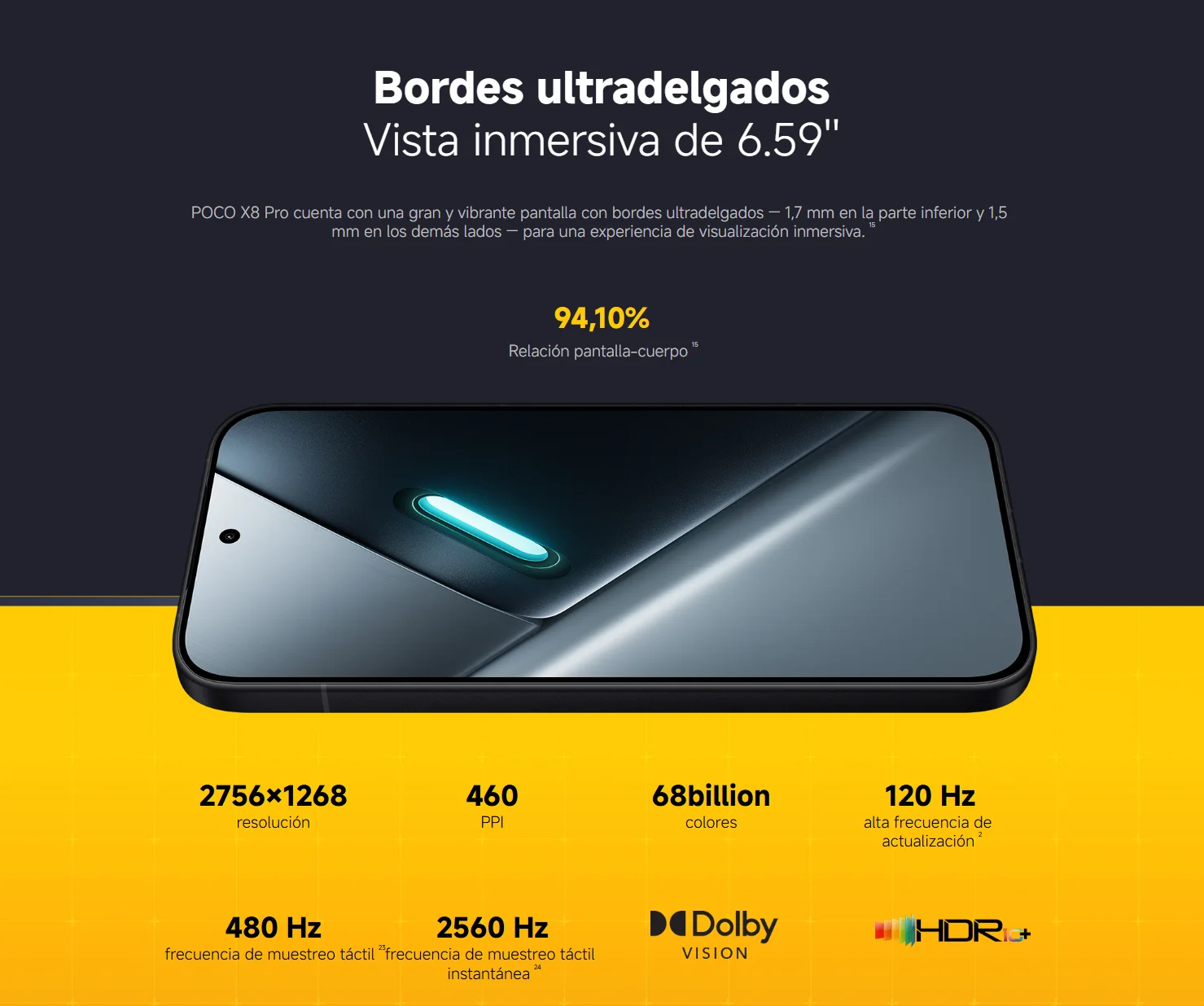Teléfono Móvil POCO X8 Pro MediaTek Dimensity 8500-Ultra, Pantalla AMOLED ultra-brillante de 1,5K y 120 Hz, 50 MP Sony IMX882 con OIS, Batería de 6500 mAh, IP68 7