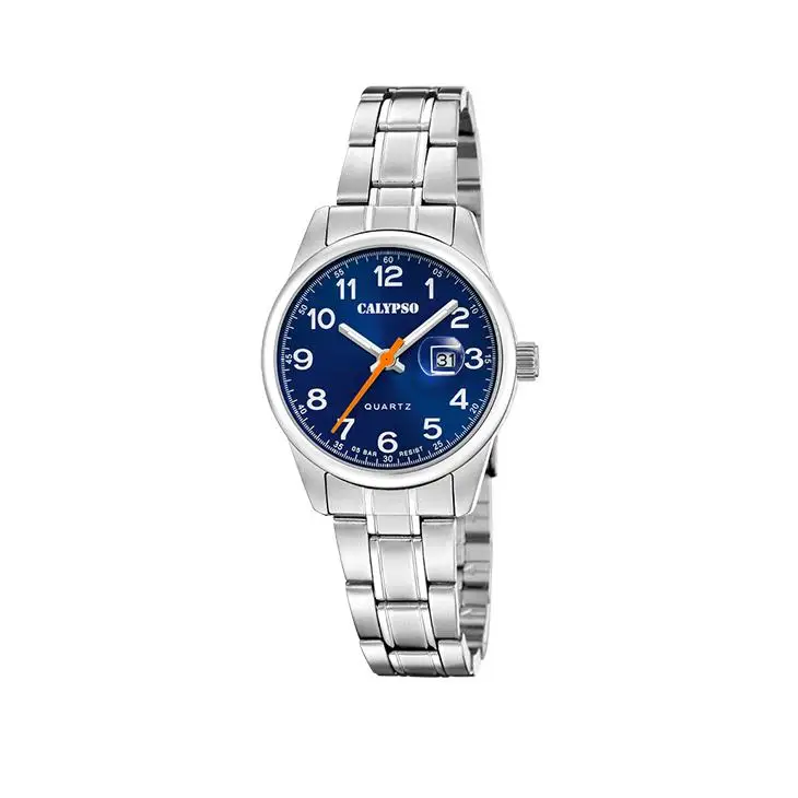 CALYPSO K5873/4 women's collection BASIC dial blue stainless steel crystal watch with magnifying glass