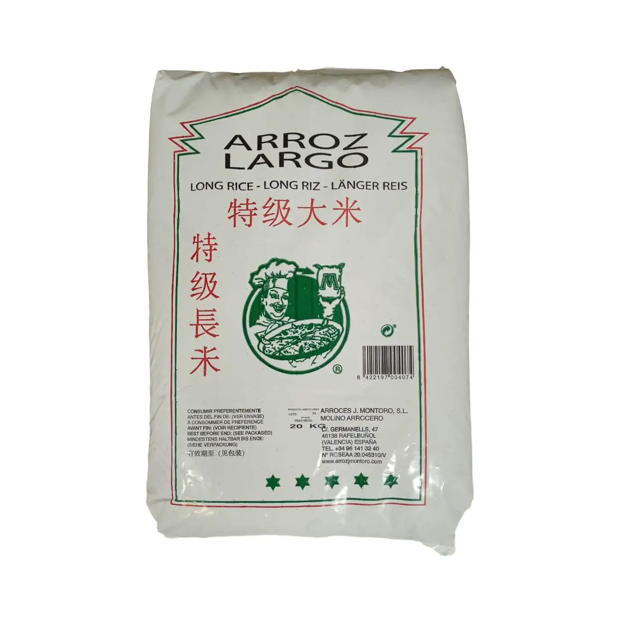ARROZ BLANCO LARGO - 20 KILOS - DE ARROCES MONTORO