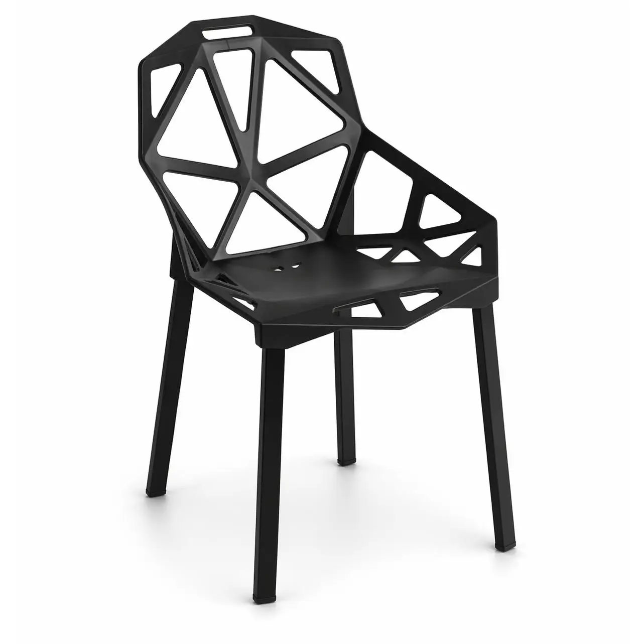 ORION91oficial® - Silla ELECTRA | Asiento Polipropileno Negro |  Estructura Acero Reforzado Negro 🖤 (80x54x59 cm) Estilo Moderno | Comedor | Hostelería | Oficina | Salón | Teletrabajo | Cocina -
