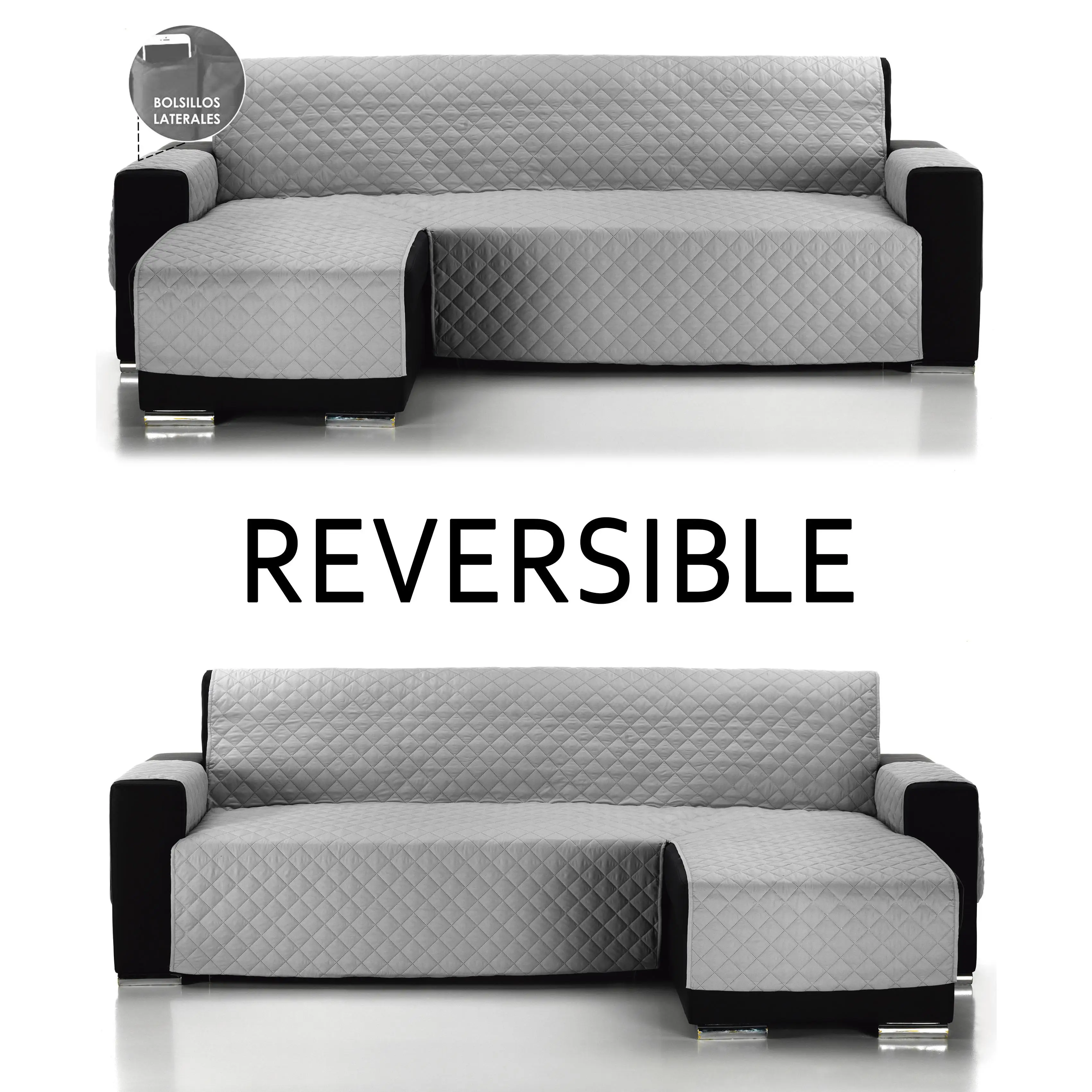 Almeritex 2000 Cubre Sofa Con Bosillos Laterales Reversible - Protector Sofá-Acolchado Sofá-Fácil de Limpiar y Transpirable