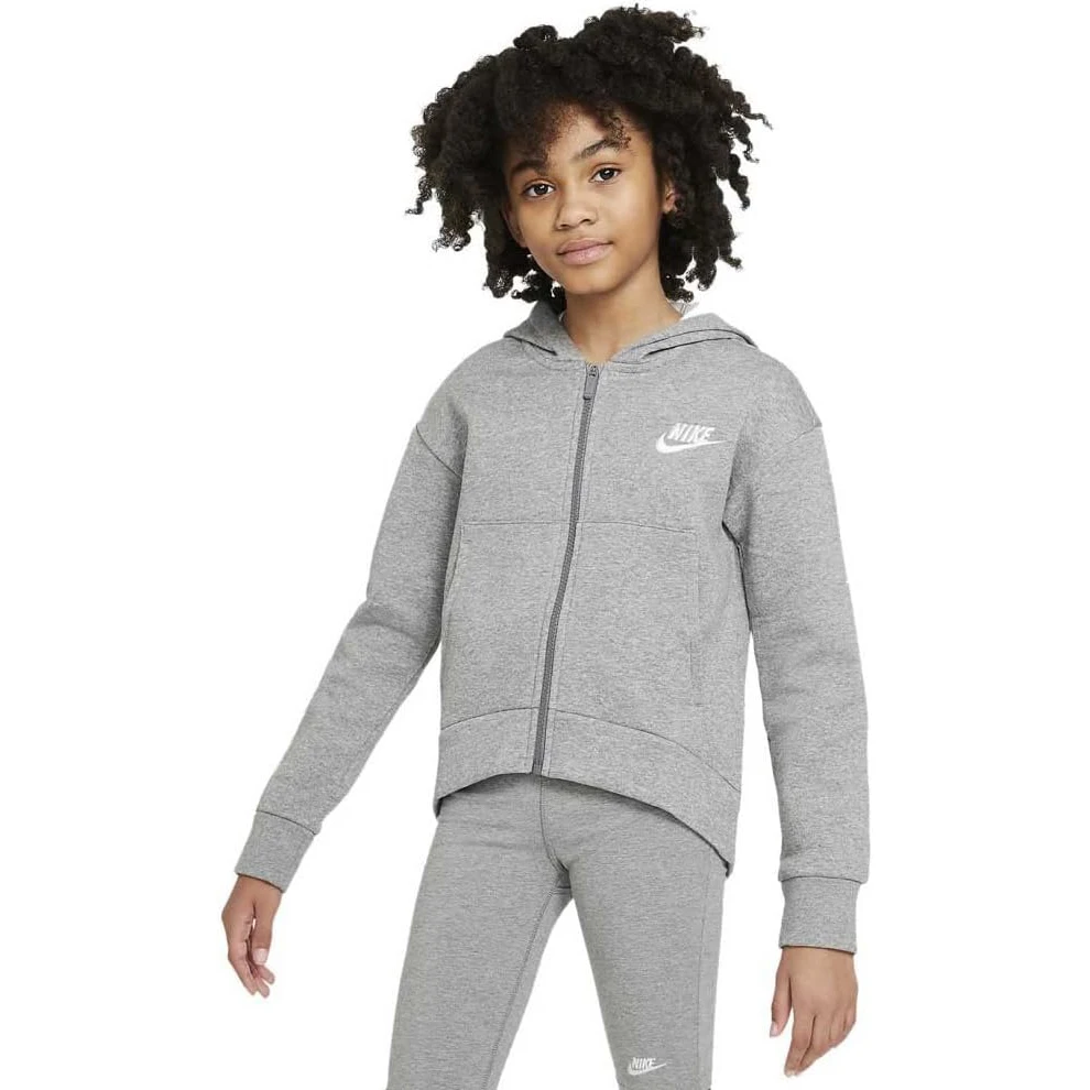 Chaqueta Nike con capucha para niñas - Nike Sportswear Club Fleece Zip sudadera con cremallera para niñas 122-128 cm