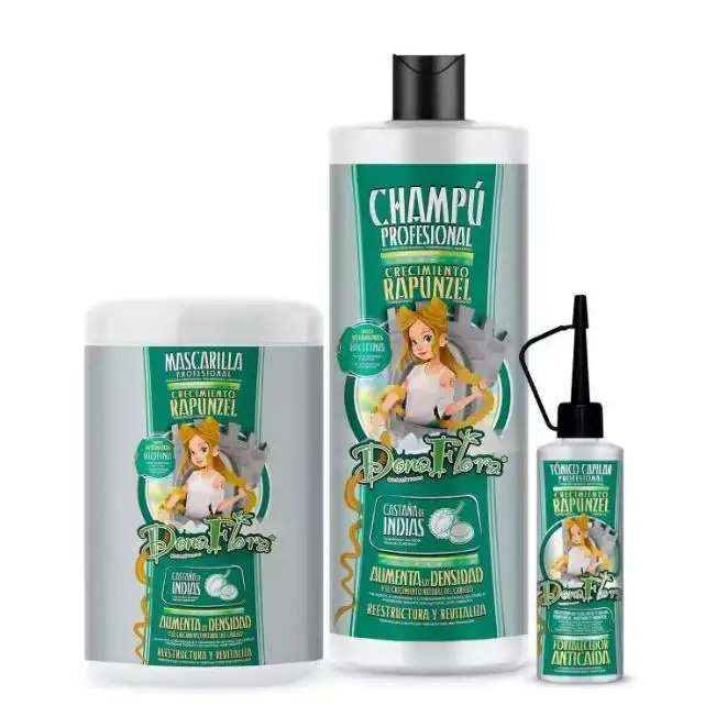 Pack Dona Flora Rapunzel: Champú 1000ml + Mascarilla Capilar 1000ml + Tonico Capilar 70ml