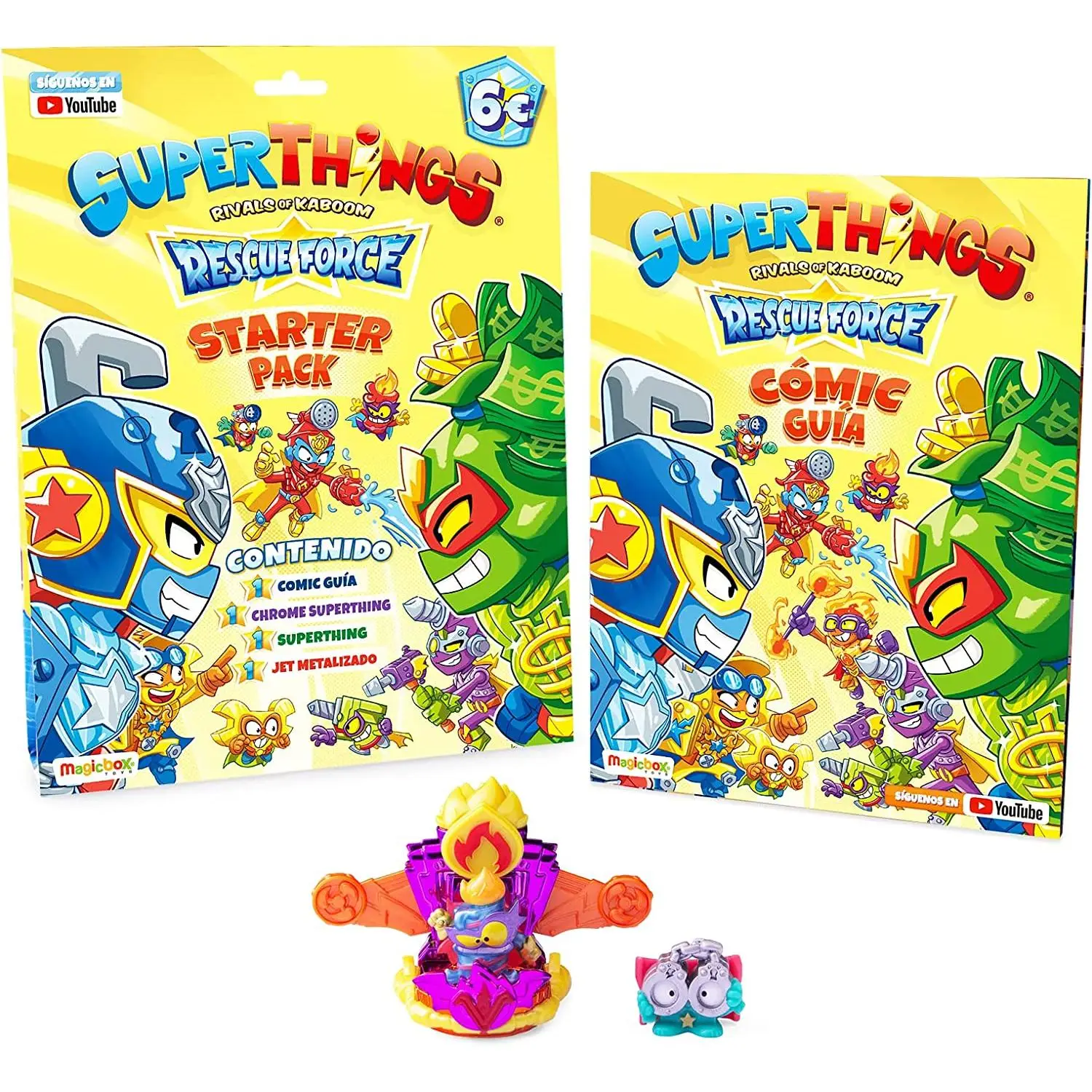 Starter Pack, Revista Que Incluye un Cómic Guía con la Historia de la Serie Rescue Force + 1 Rescue Jet con Efecto Metalizado + 2 SuperThings