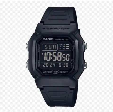 Casio W-800H-1B Digital Sports Watch with Stopwatch, 100M Waterproof, Backlit Screen and Long Battery Life