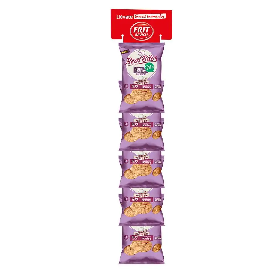 Chips de Lenteja RealFooding - Caja 6 Paquetes - Sabores: Original - Sal y Pimienta - Tomate y Albahaca. Chips de Lentaja Real