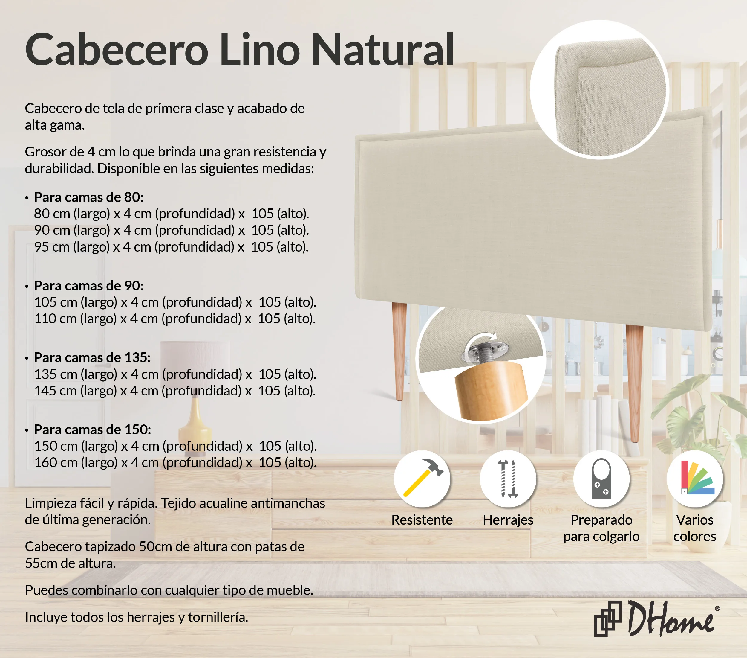 Dhome beige headboard styling
