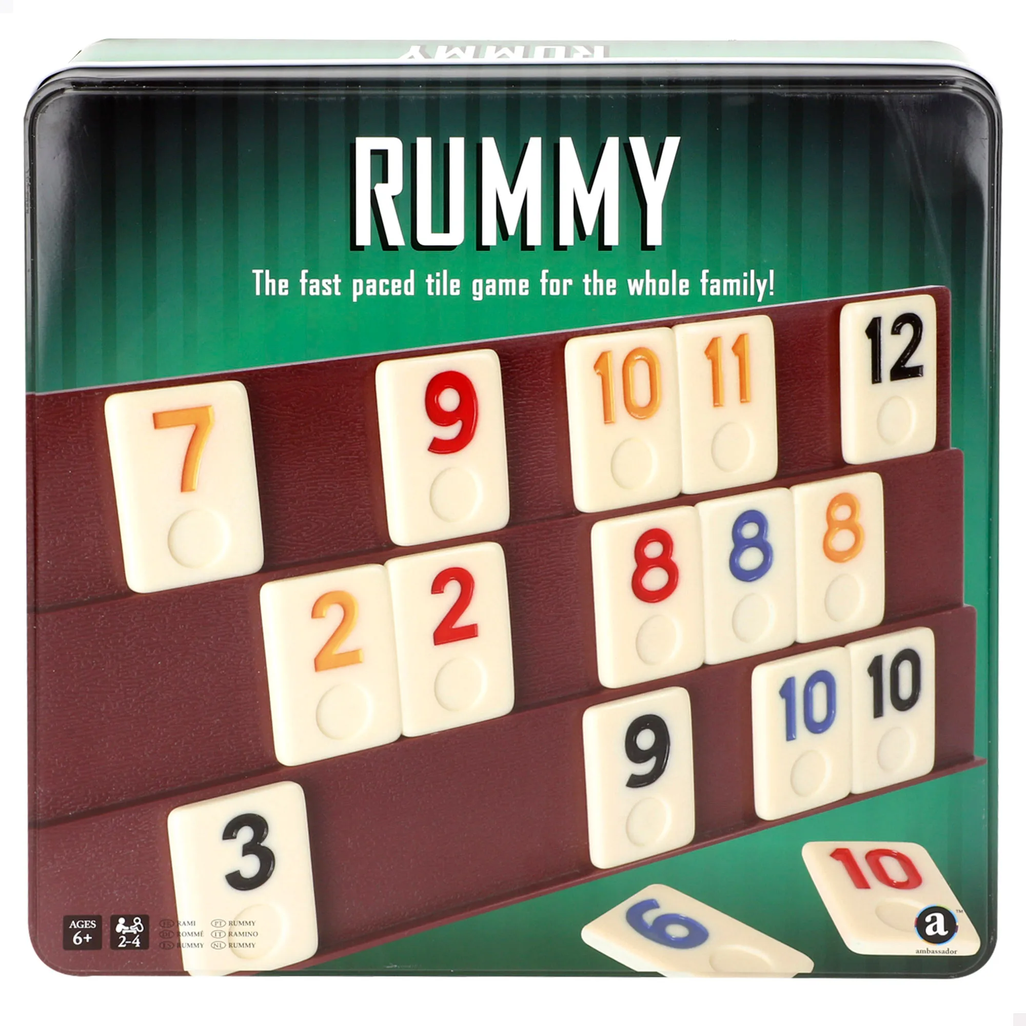 CB Games - Rummy juego de mesa para 2-4 jugadores, con fichas numéricas y soportes, perfecto para niños y adultos desde 6 años, desarrolla lógica y estrategia, juego educativo familiar en caja