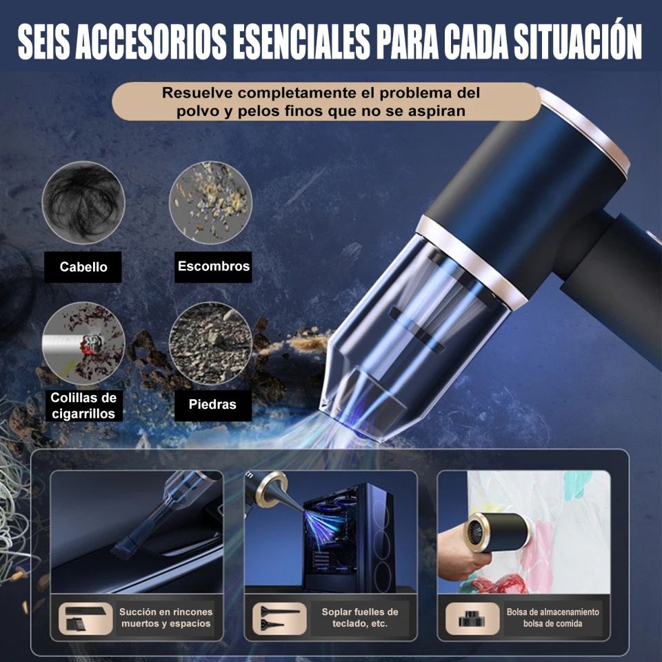 ENERFERO - Cordless Handheld Vacuum for Car, Portable Multifunctional 3-in-1 Vacuum for Car and Home, Strong Suction - handheld vacuum cleaner