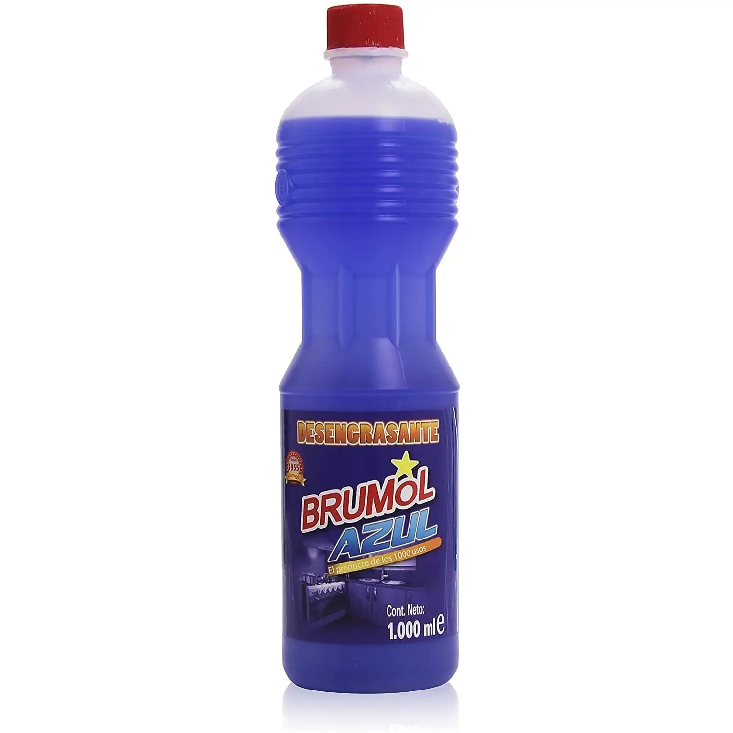 Desengrasante Brumol azul en botella de 1 y 2 litros muy efectivo quita grasa y para todo tipo de superficies (azulejos, alfombras, cocinas, hornos, campanas, ropa de trabajo, etc.)
