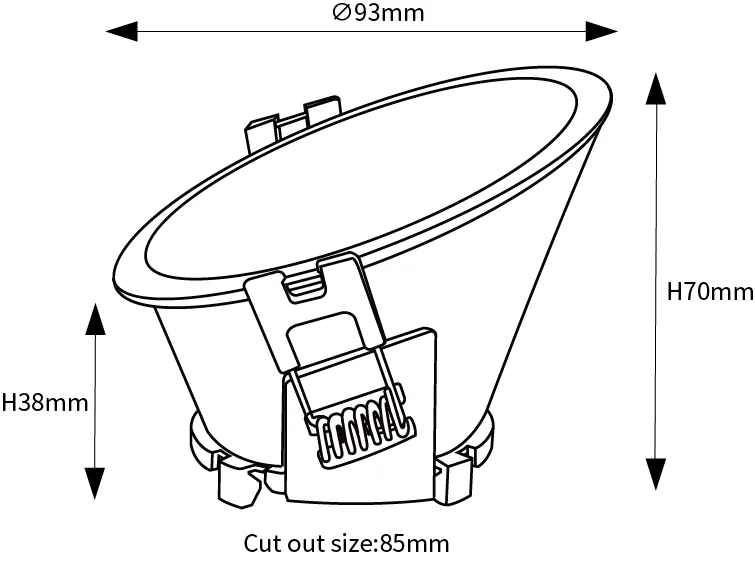 LED7-round recessed hoop for GU10 504 oblique conical