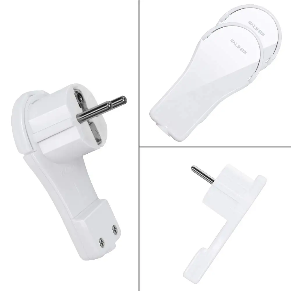 1pc.WKL Store flat angle plug with contact protection and foldable handle, extra-flat 8mm, small and manageable, IP20, 250V, 16A, White