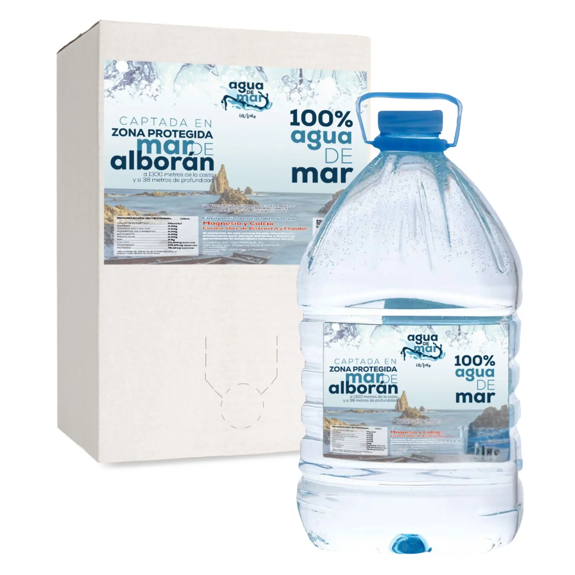 Agua de Mar 100% Hipertónica del Mar de Alborán - Formato de 5 o 10 Litros - Para Cocinar, Rica en Magnesio y Calcio - Microfiltrada - Alternativa Saludable a la Sal