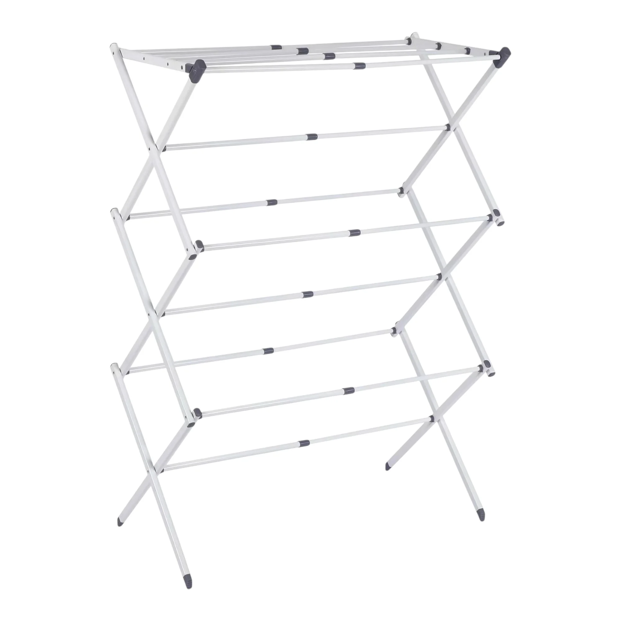 Folding Clothesline, Portable Steel, Corrosion-resistant, Extendable and Quantity-adjustable Clothesline, Foldable Metal Vertical Clothesline with 3 Levels, outdoor indoor extendable clothes rack (3N-001 2290 D7)