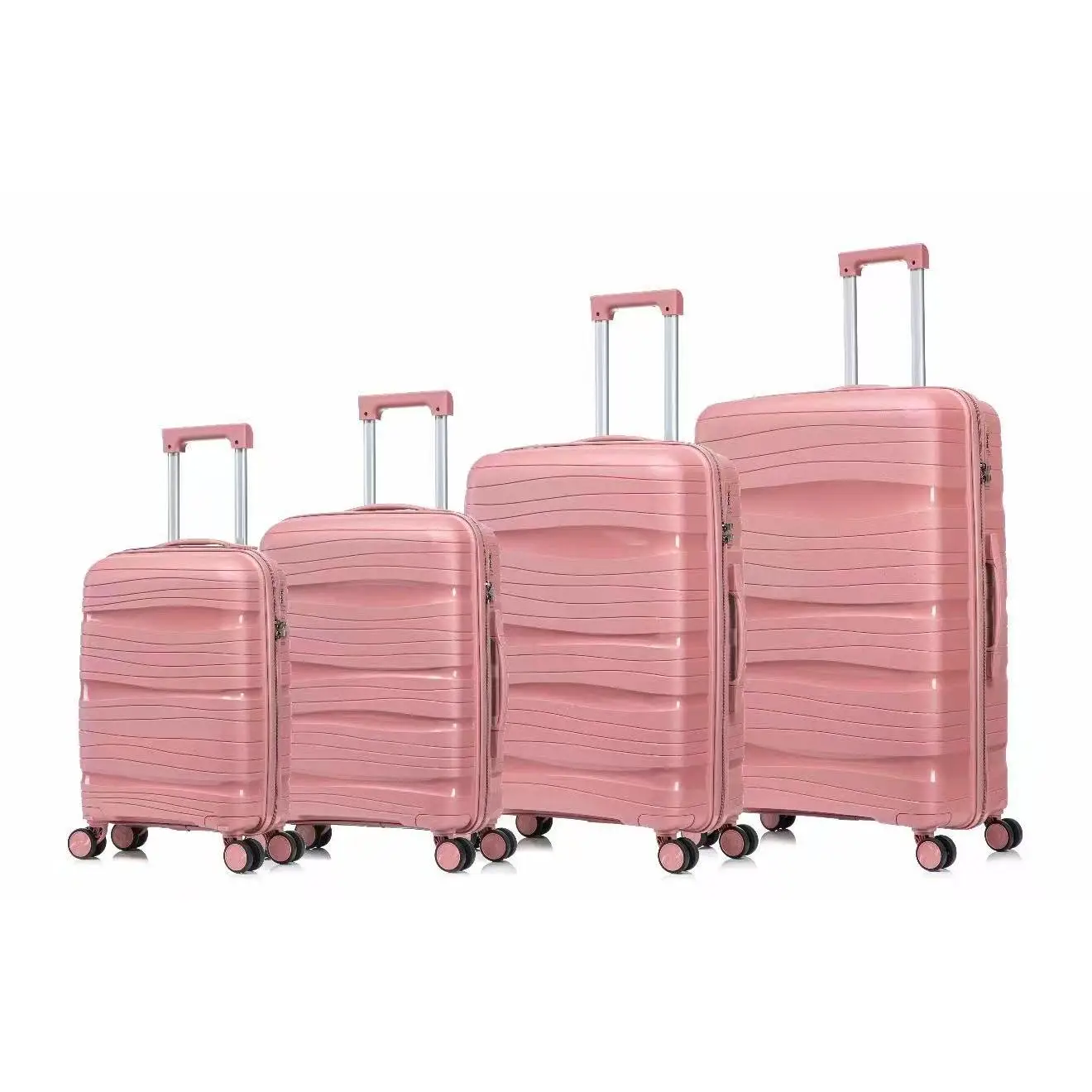 Juego de Maletas de Viaje ANDELY 4 piezas, Maleta Cabina con Ruedas 360°, Cierre de Seguridad y Material Polipropileno Resistente, Ideal para Viajes Familiares o de Negocios