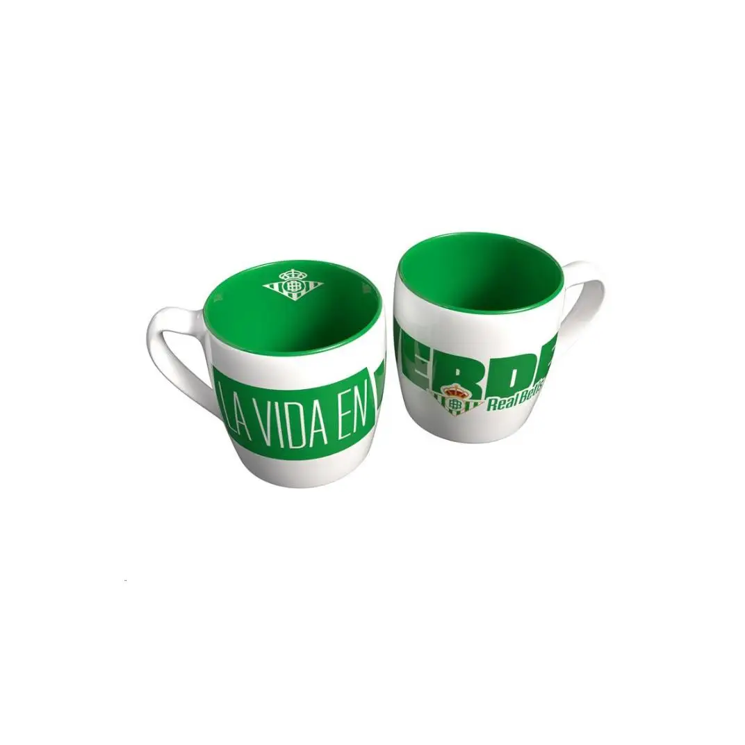 REAL BETIS  BALOMPIE TAZA BICOLOR CERÁMICA Taza de cerámica de Real Betis de 380 ml. de capacidad, apta para microondas y lavavajillas. Se presenta en caja individual calidad de confianza muy bonita