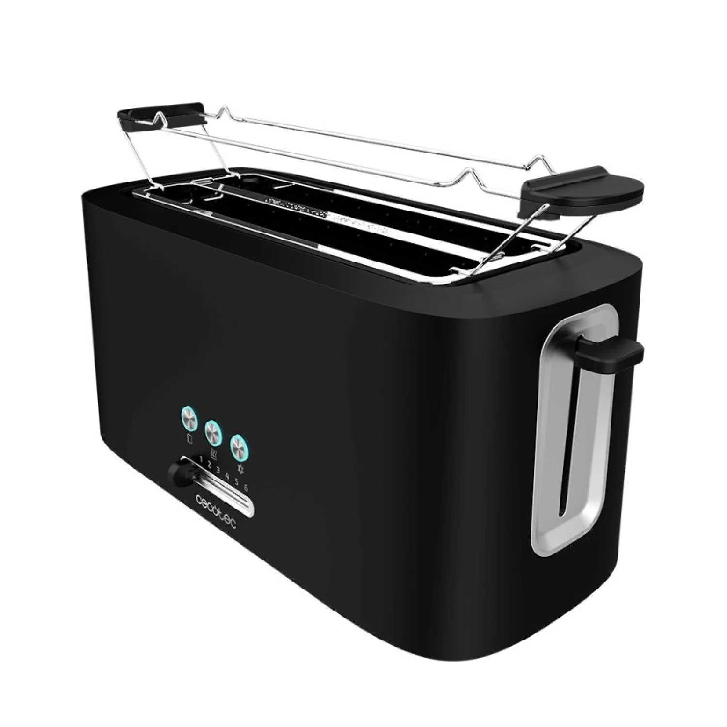 Vertical toaster Toast & Taste 16000 Extra Double. 1630 W 2 extra wide long slots 3 functions plastic design with stainless steel finish including top rods