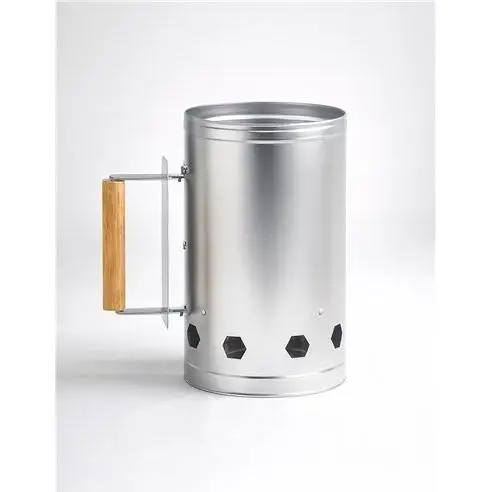 Arrancador de Carbón para Barbacoa Encendedor Metálico con Mango de Madera Gran Capacidad y Ventilación Rápida Thayba